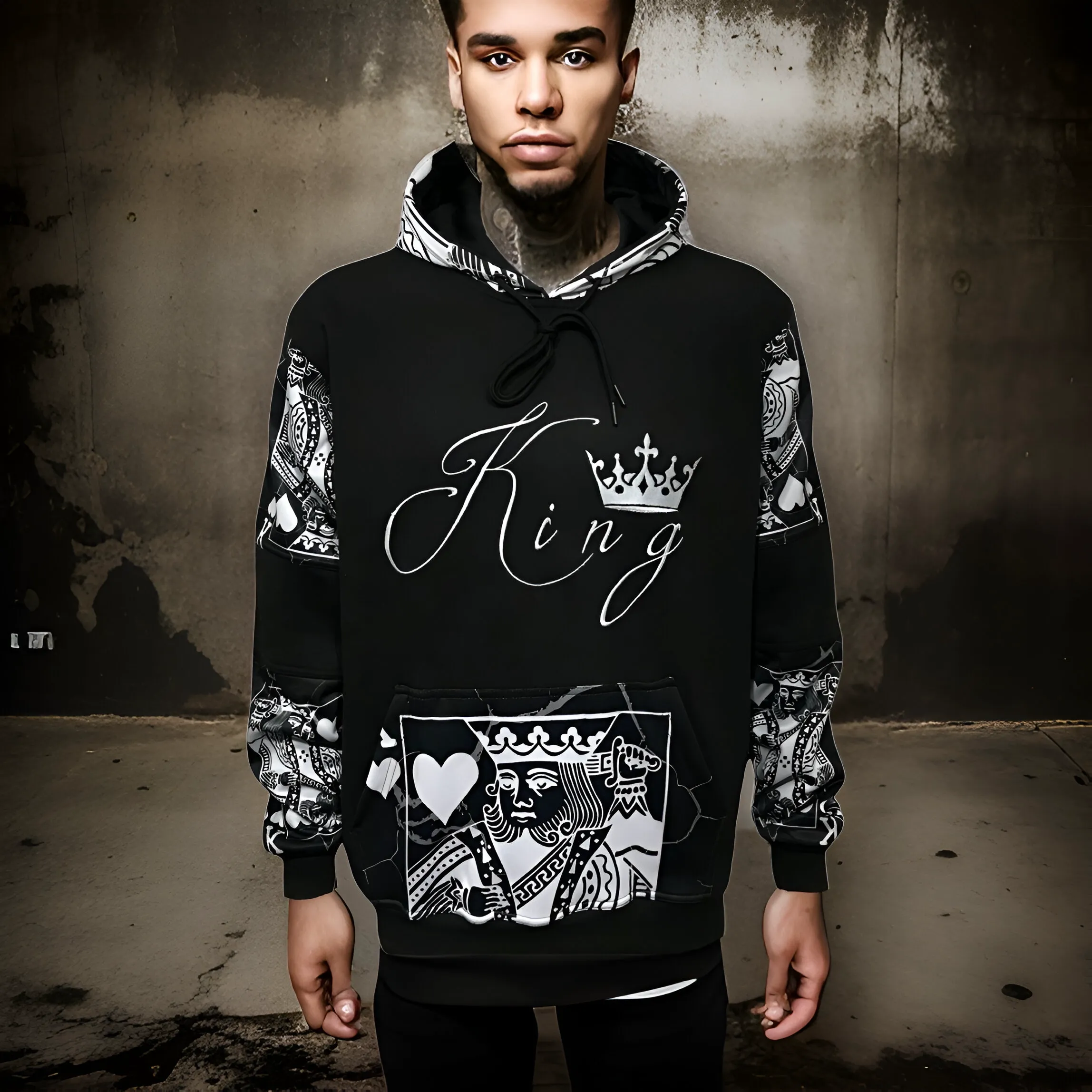 ^KING OF HEARTS^ LUXURY PULLOVER HOODIES LUX (CUT & SEW) (EMBROIDERED LOGO)