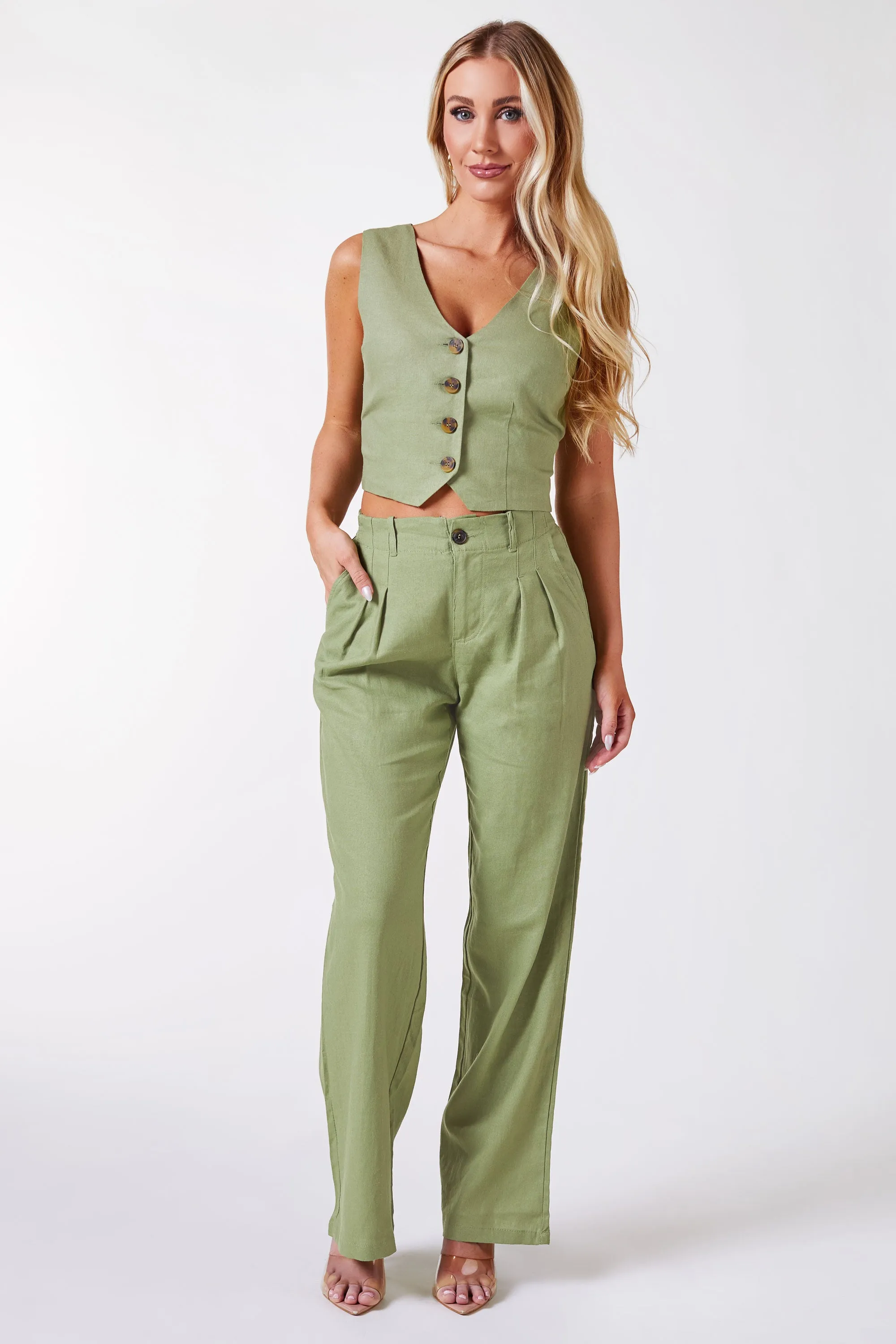 Kiva Sage Linen Pants