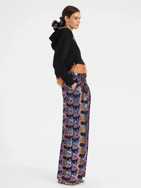 La Comasca Pants in Jacquard Spritz Blue Petrol