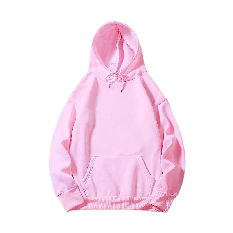 Ladies Solid Color Drawstring Hood Hoodie SKT002