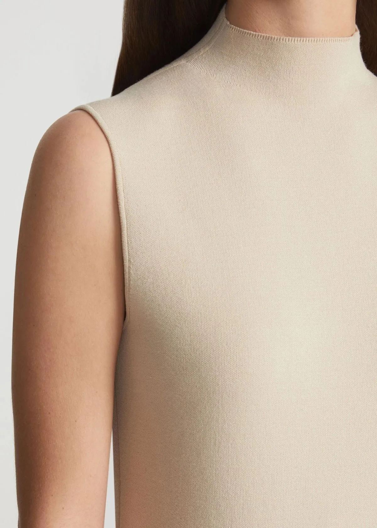 LAFAYETTE 148 Responsible Matte Crepe Mock Neck Tunic - Plaster