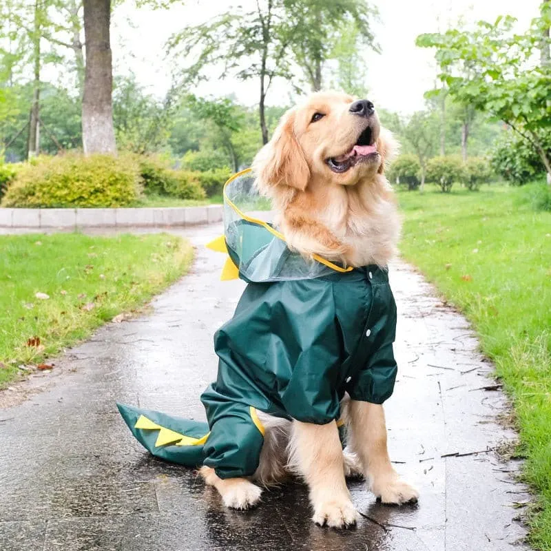 Large Dog Raincoat Dinosaur Style