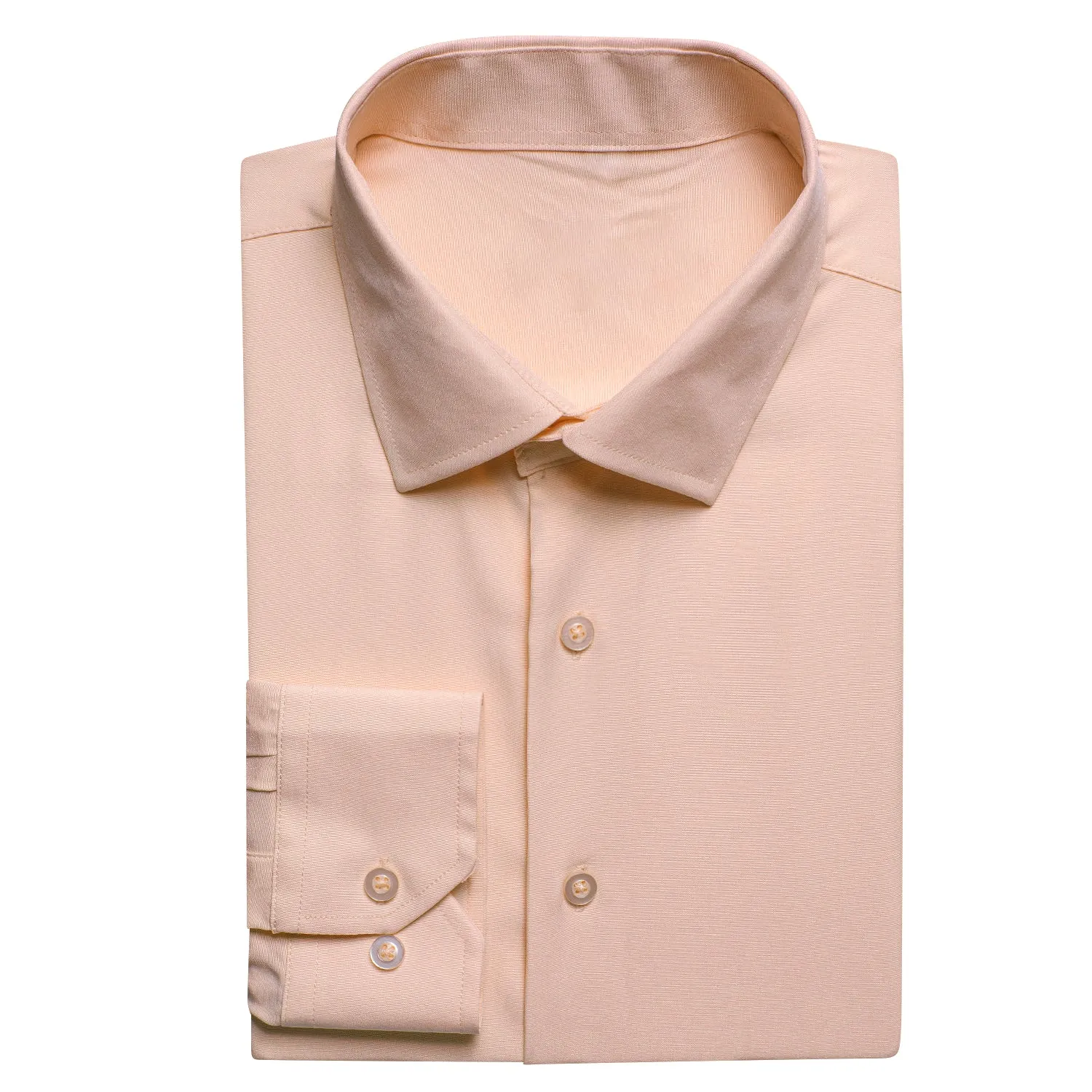 Light Pink Solid Stretchy Men's Long Sleeve Shirt