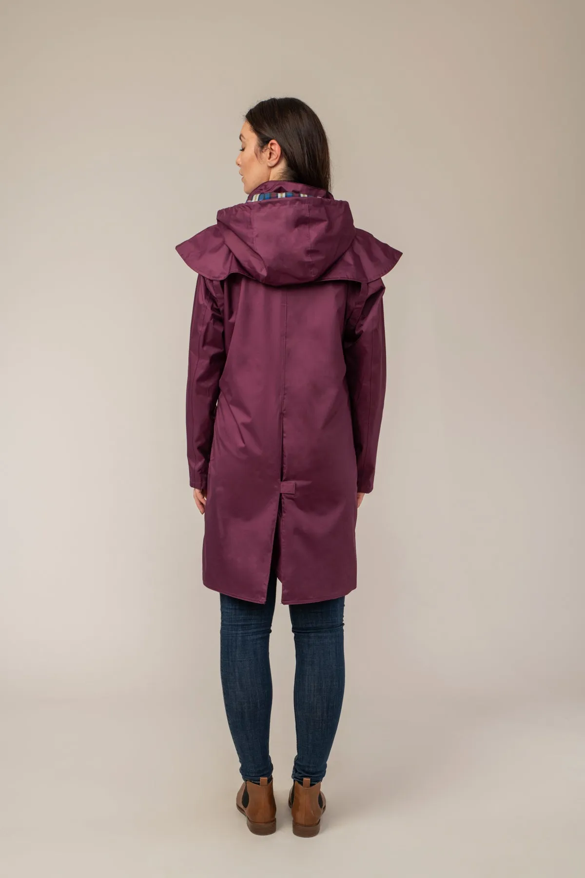 Lighthouse Outrider Waterproof Raincoat Plum  3/4 Length