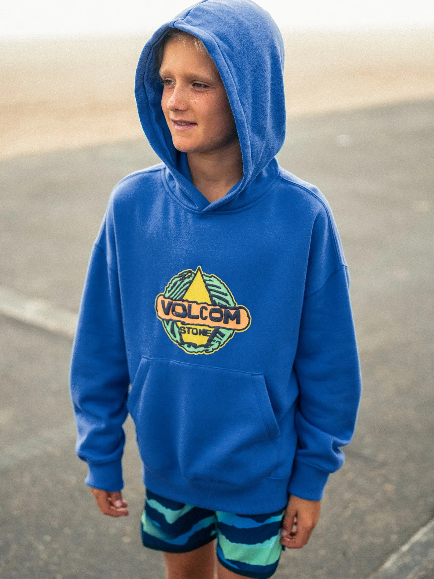 Little Boys Wobbled Hoodie - Patriot Blue