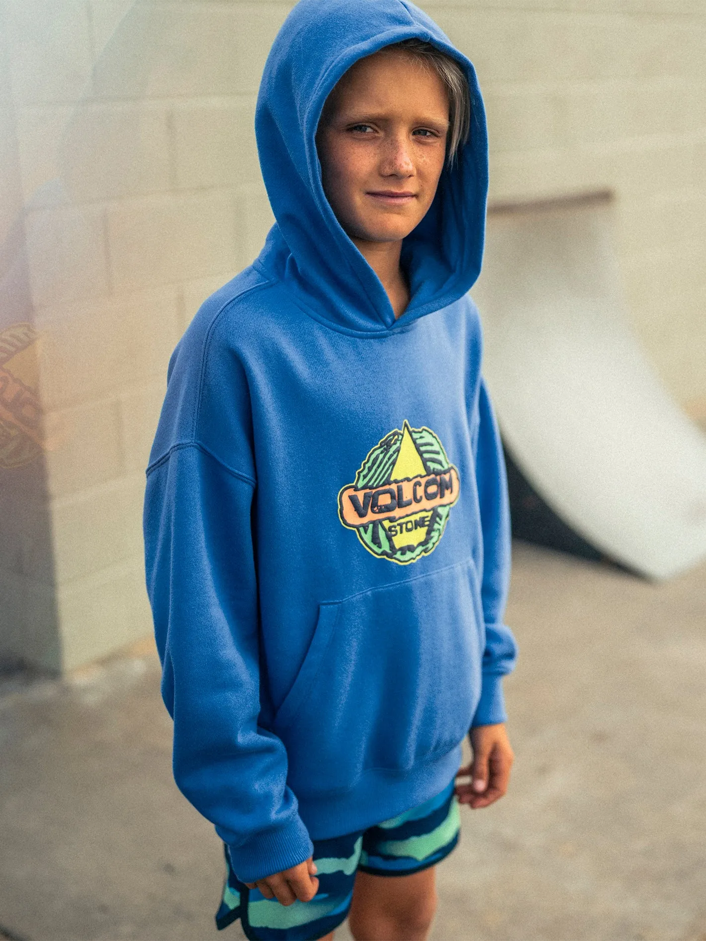 Little Boys Wobbled Hoodie - Patriot Blue