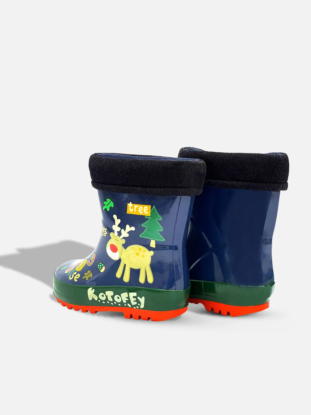 Little Surprise Box Blue Deer Flexible Rubber Rain Gumboots for Toddlers and Kids