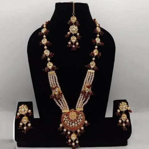 Long Meena Pendant Necklace And Earring Set