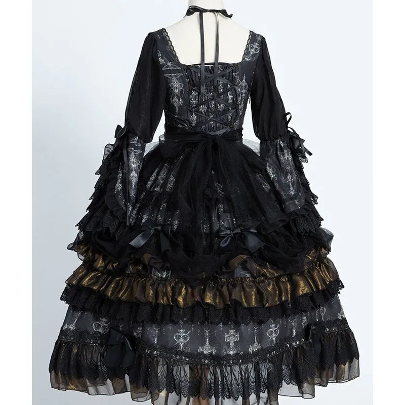 Luxury Chandelier ~ Gothic Long Sleeve Lolita OP Dress by OCELOT