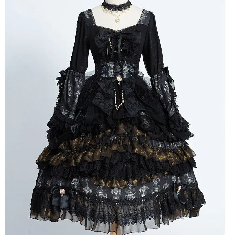 Luxury Chandelier ~ Gothic Long Sleeve Lolita OP Dress by OCELOT