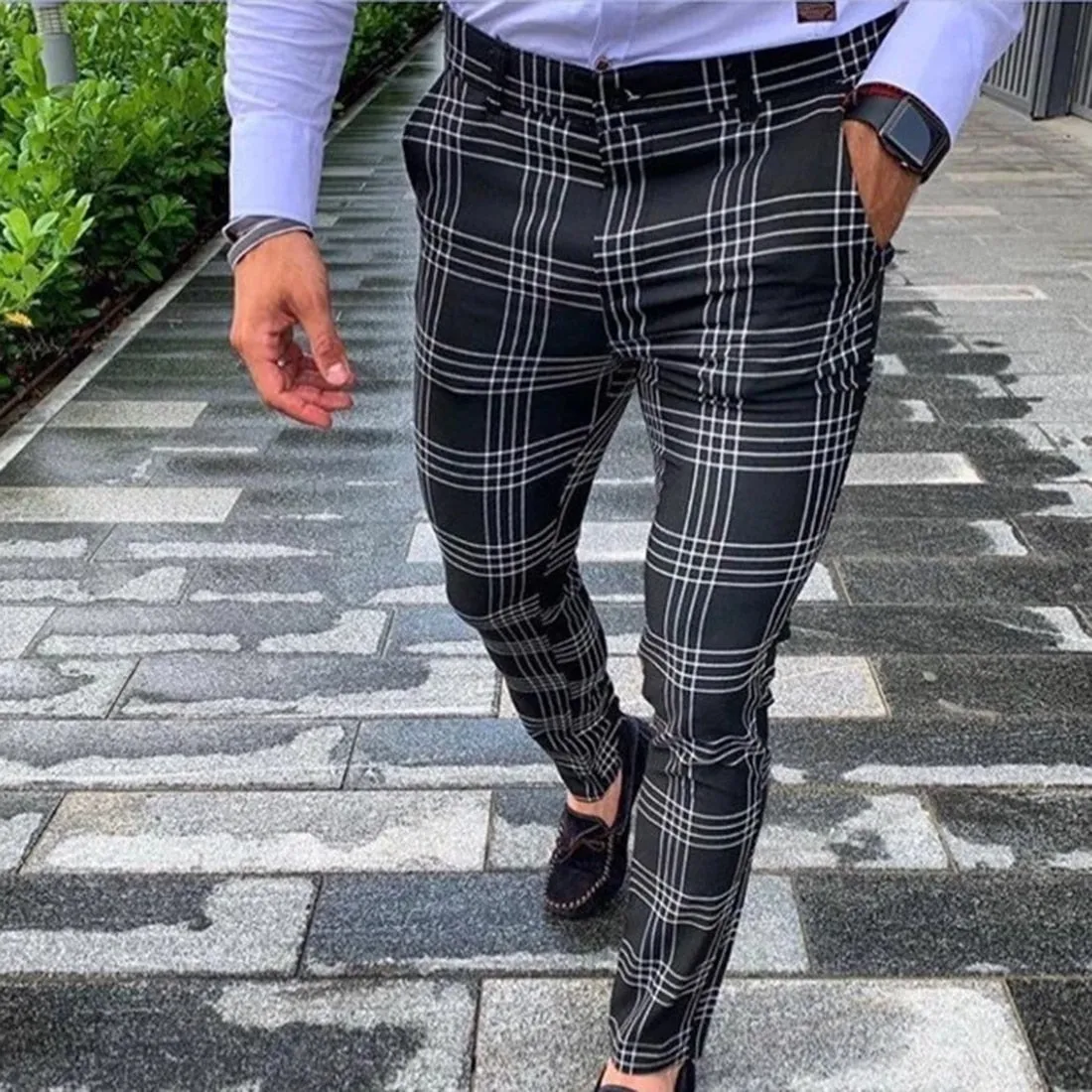 Majestic Plaid Slim Fit Pants