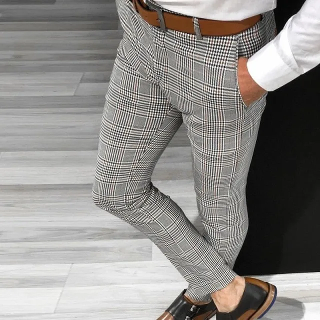 Majestic Plaid Slim Fit Pants