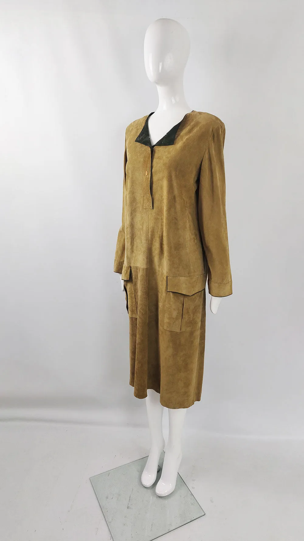 Mario Valentino Vintage Womens Suede Dress, 1980s