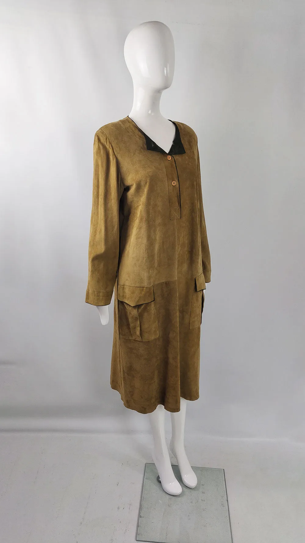 Mario Valentino Vintage Womens Suede Dress, 1980s