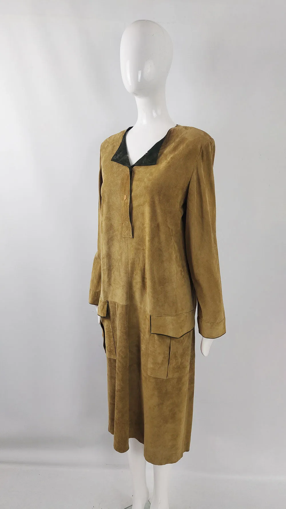 Mario Valentino Vintage Womens Suede Dress, 1980s