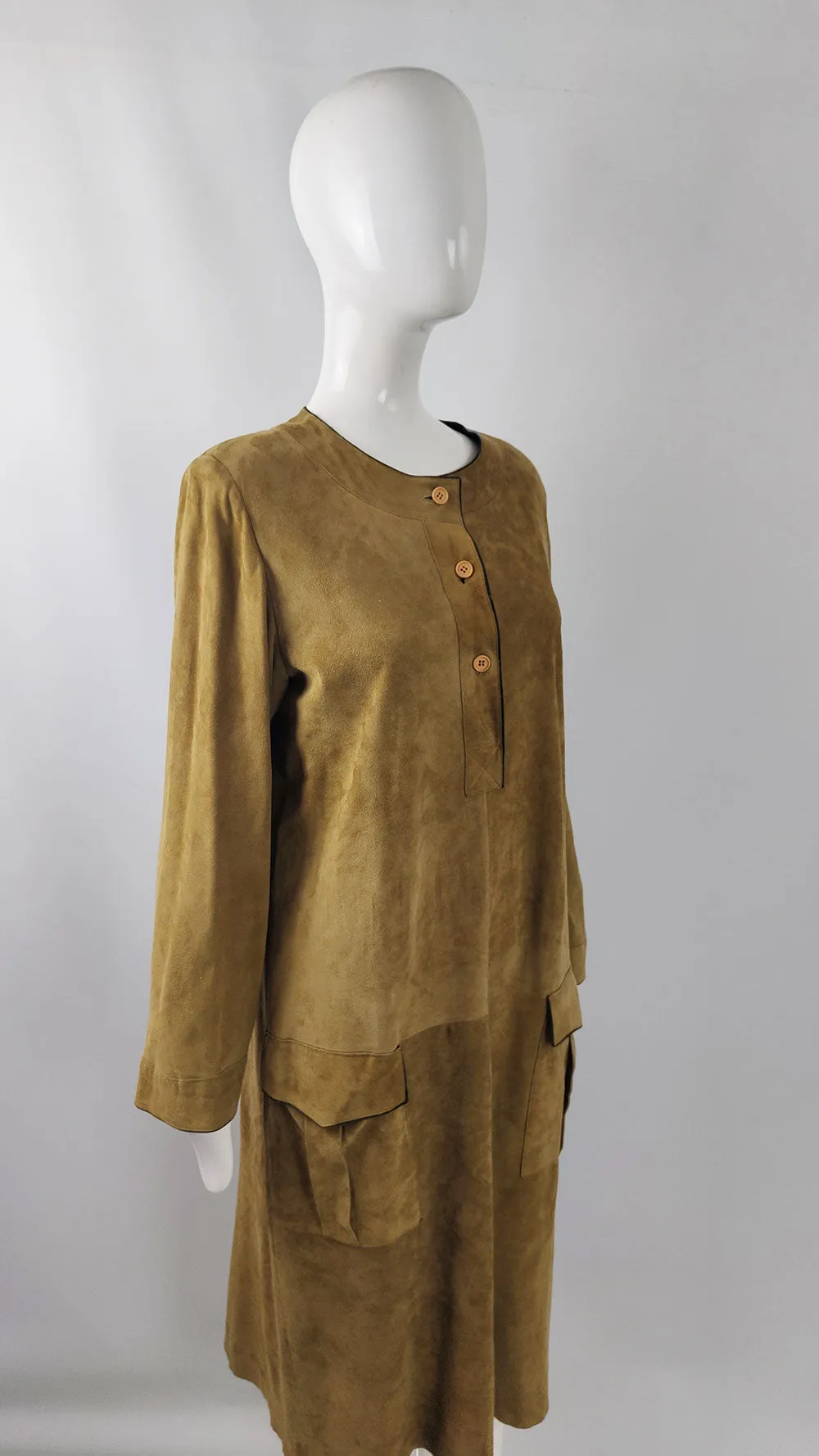 Mario Valentino Vintage Womens Suede Dress, 1980s