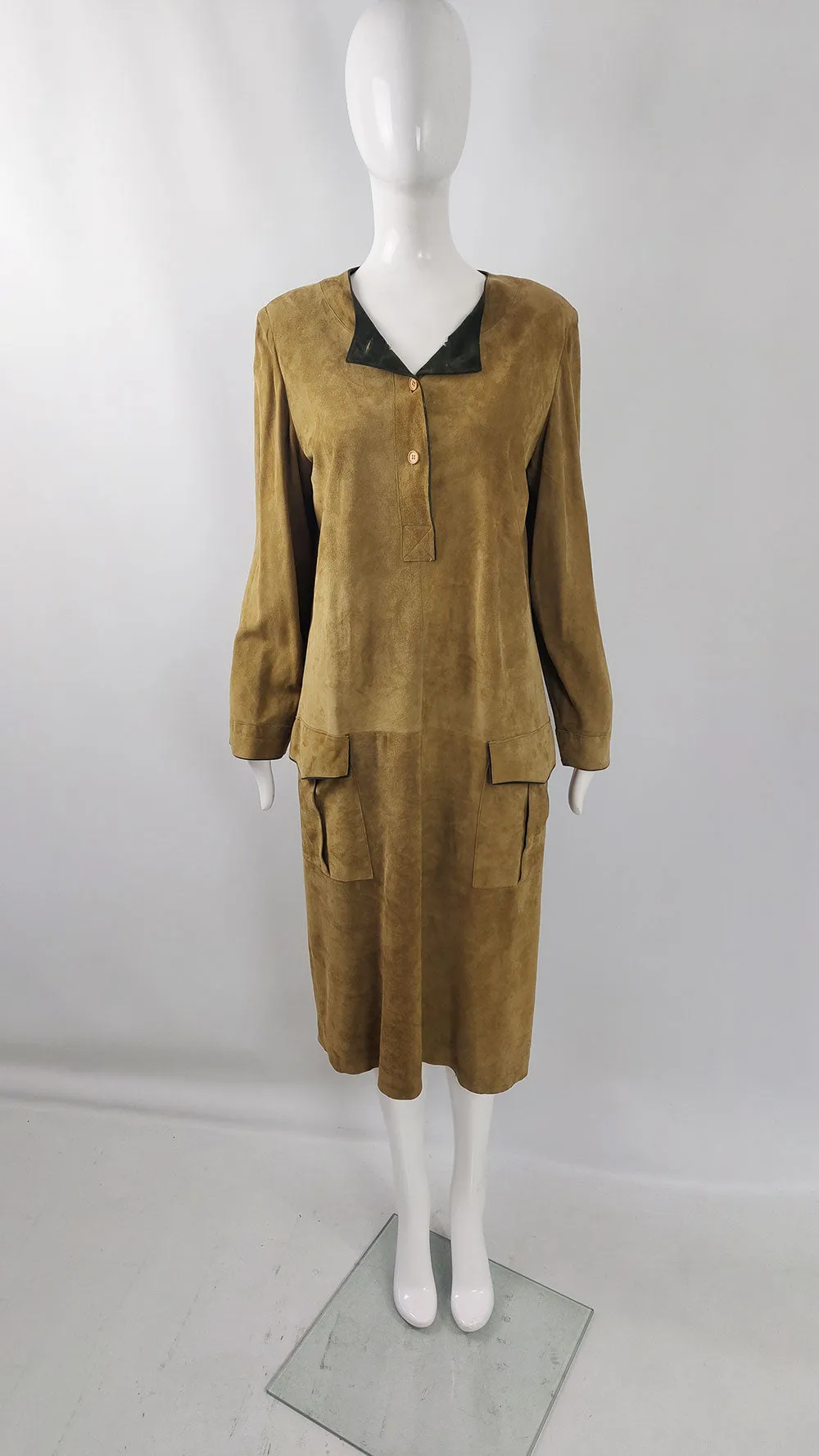 Mario Valentino Vintage Womens Suede Dress, 1980s