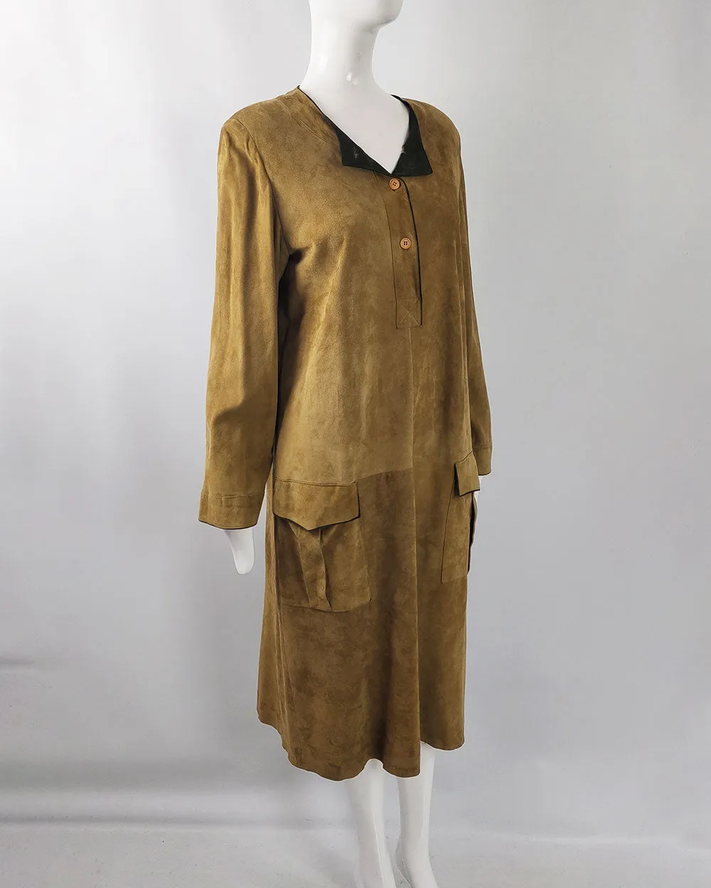 Mario Valentino Vintage Womens Suede Dress, 1980s