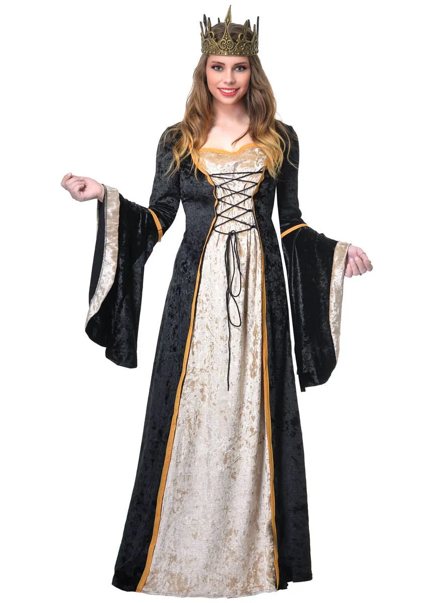 Medieval Queen Womens Black Velvet Plus Size Costume