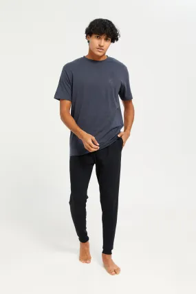 Men Charcoal And Black Pyjama Set (2 Piece)