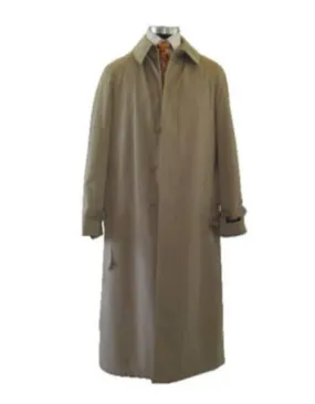 Men's Dress Coat Cheap Priced Available In Big & Tall Sizes Front 5 Button Tan Color Full Length Raincoat