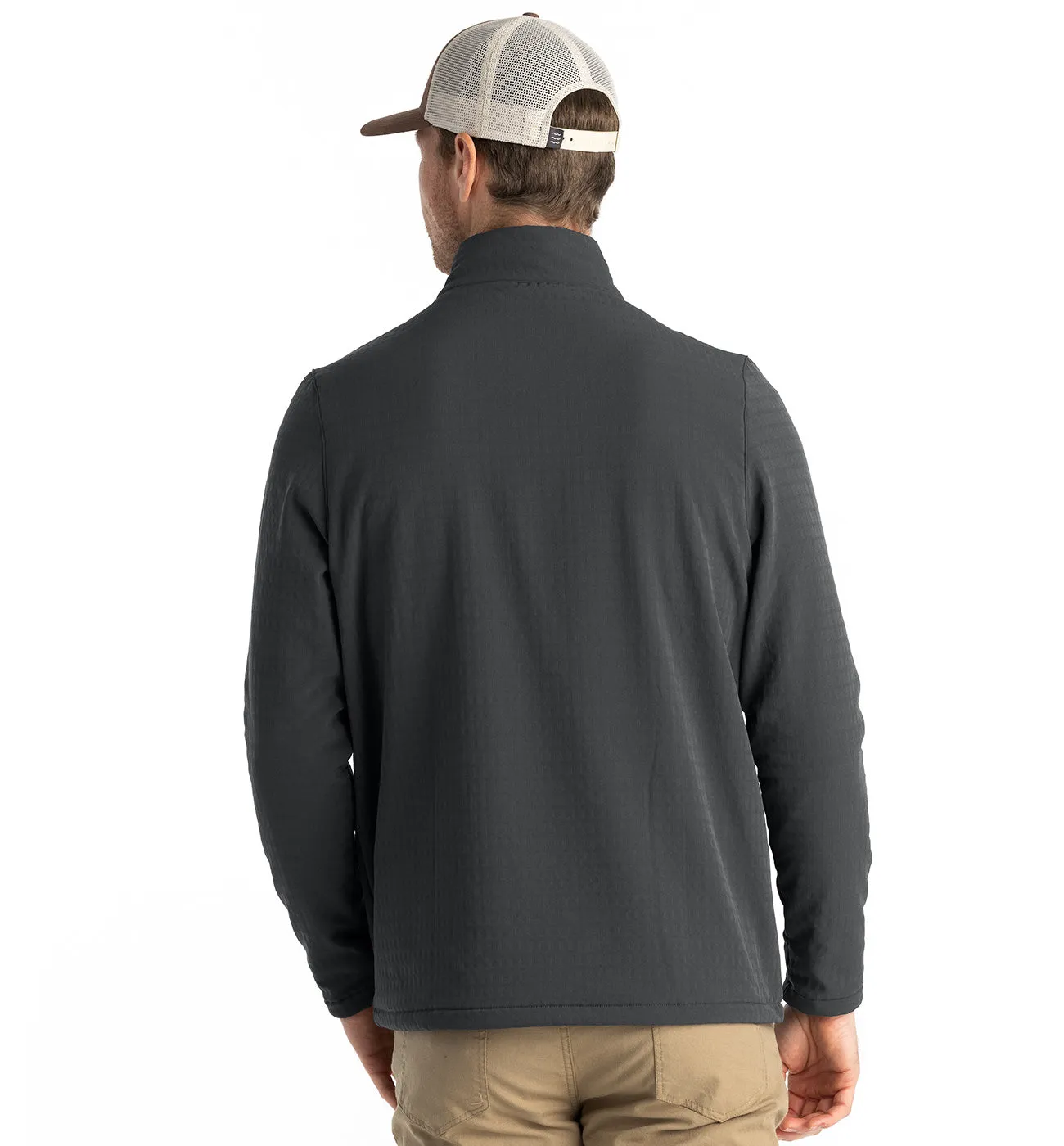 Men's Gridback Fleece Snap Pullover - Black Sand