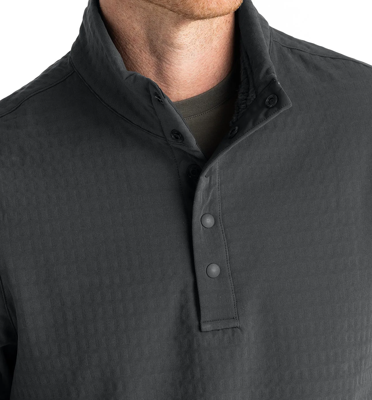 Men's Gridback Fleece Snap Pullover - Black Sand