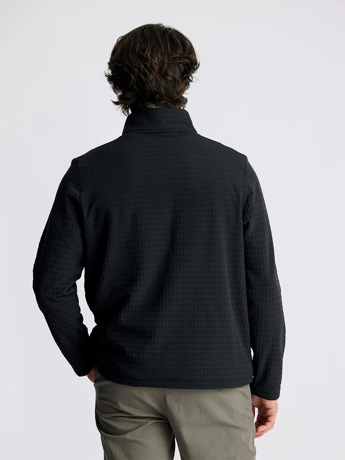 Men's Gridback Fleece Snap Pullover - Black