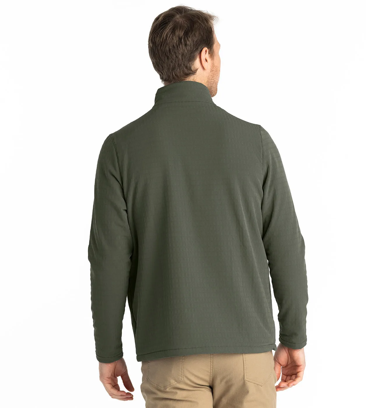 Men's Gridback Fleece Snap Pullover - Dark Olive