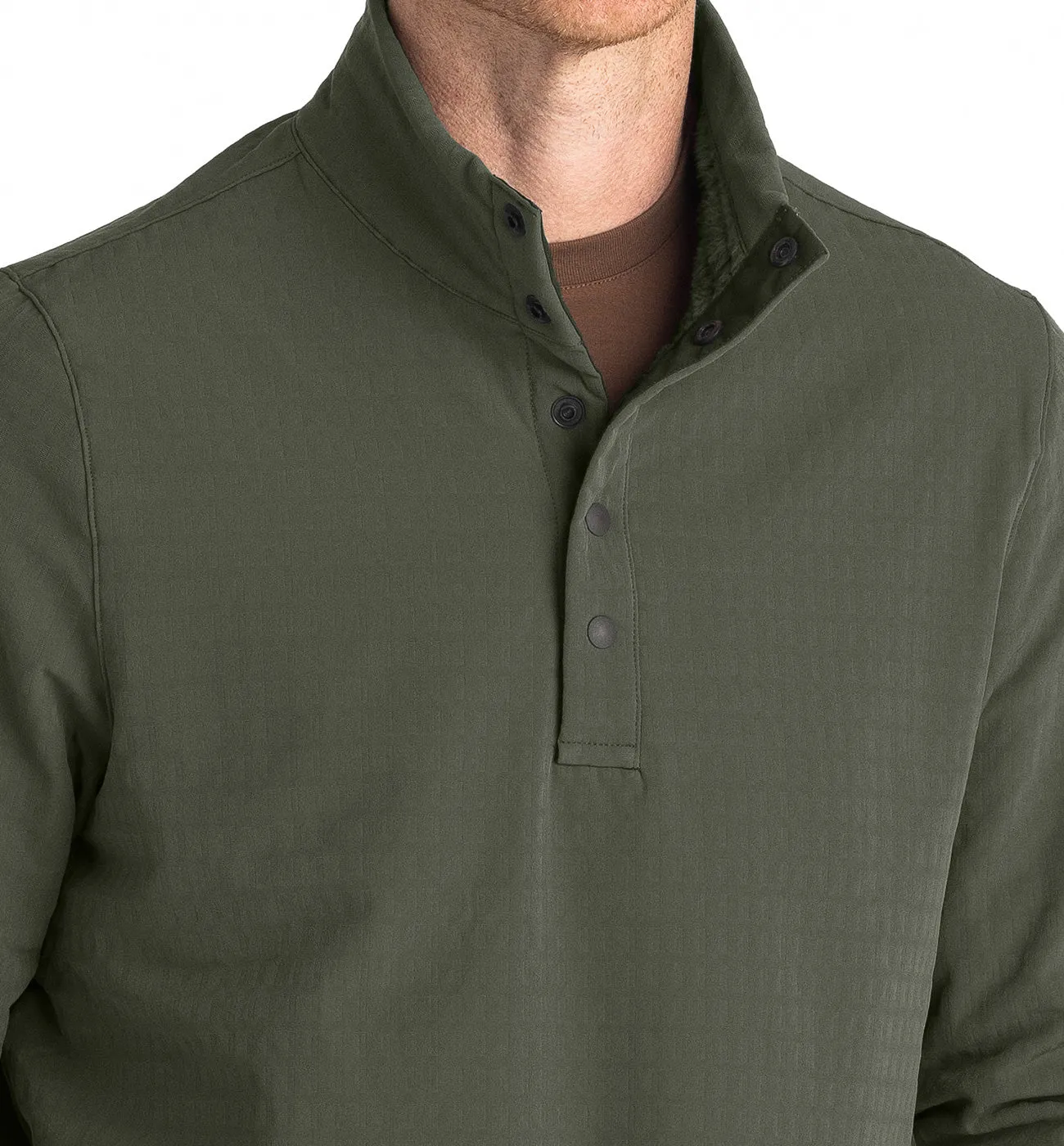 Men's Gridback Fleece Snap Pullover - Dark Olive