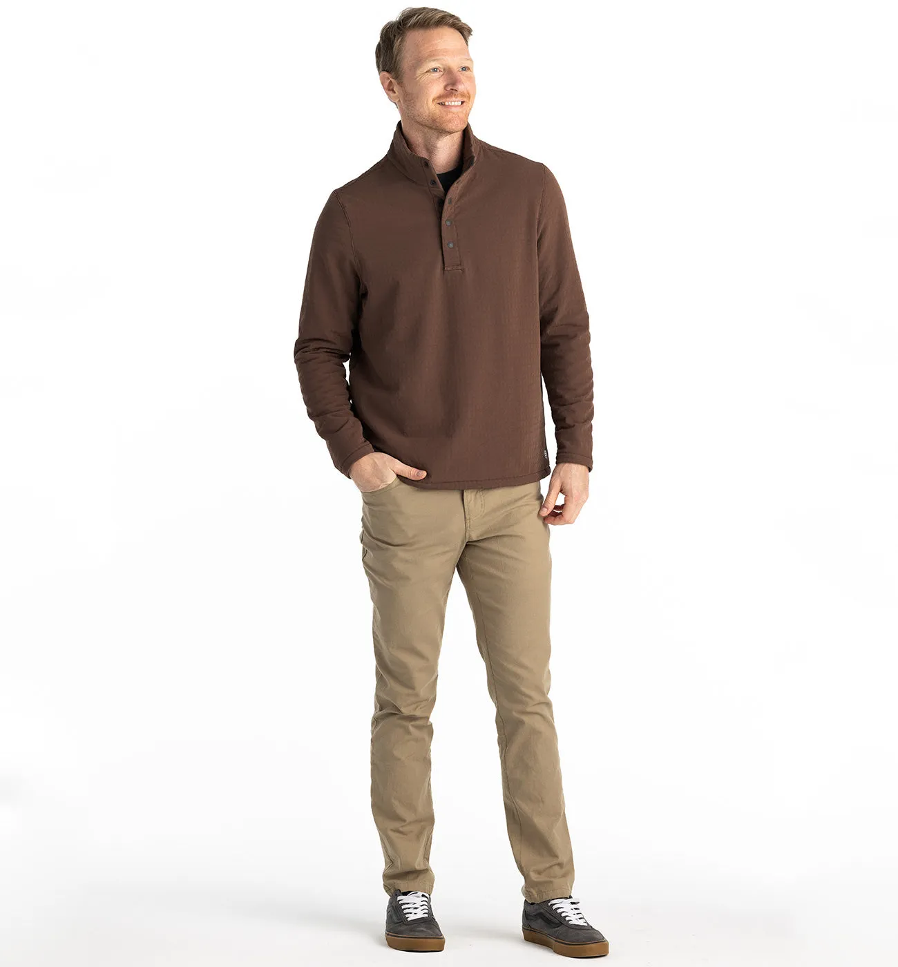 Men's Gridback Fleece Snap Pullover - Mustang