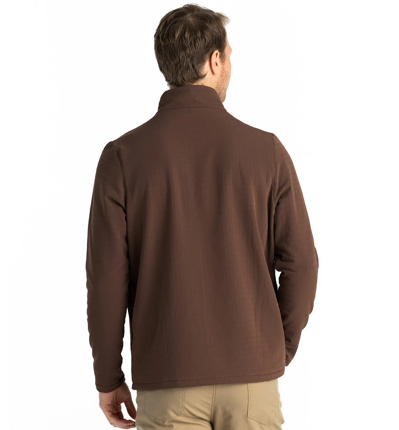 Men's Gridback Fleece Snap Pullover - Mustang