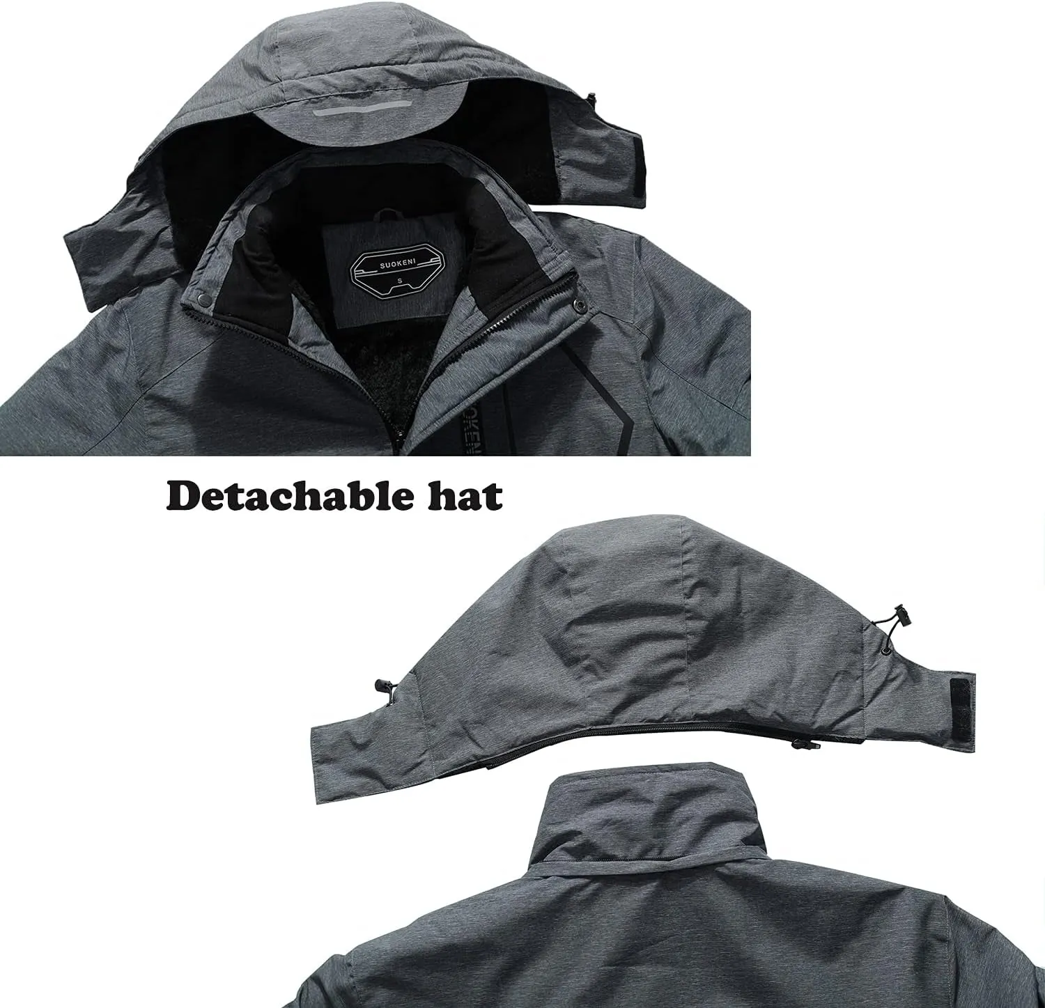 Men'S Waterproof Ski Jacket Warm Winter Snow Coat Hooded Raincoat