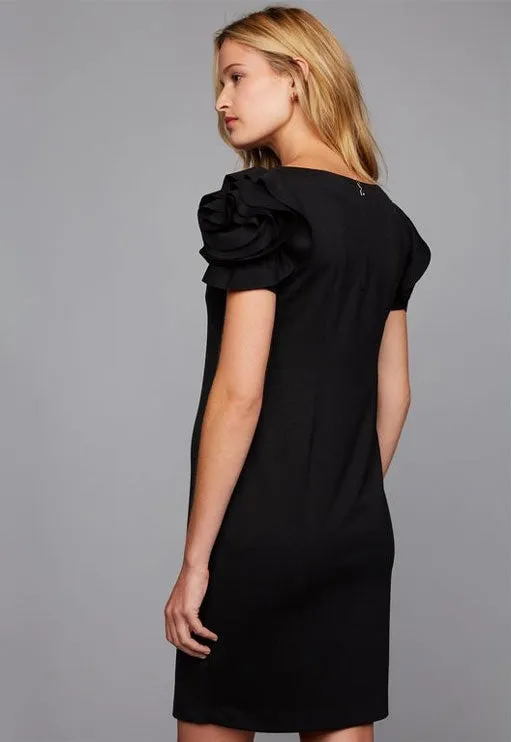 Milano Flower Sleeve Maternity Dress in Caviar Black