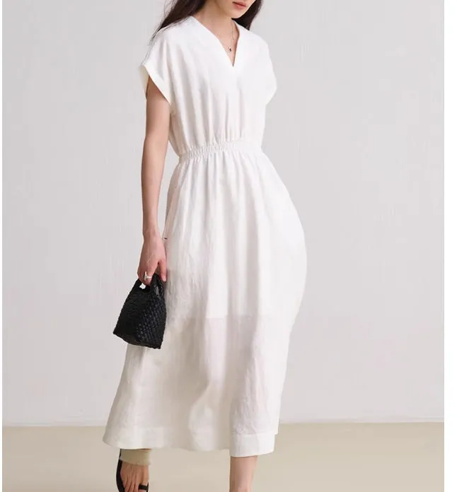 Minimalist Elegant Waist-Tied Long Dress for Women/9522