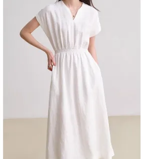 Minimalist Waistband Summer Women's Linen Dress/9987