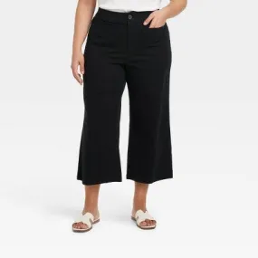 New - Ava & Viv Womens Plus High Rise Regular Crop Cropped Wide-Leg Pants