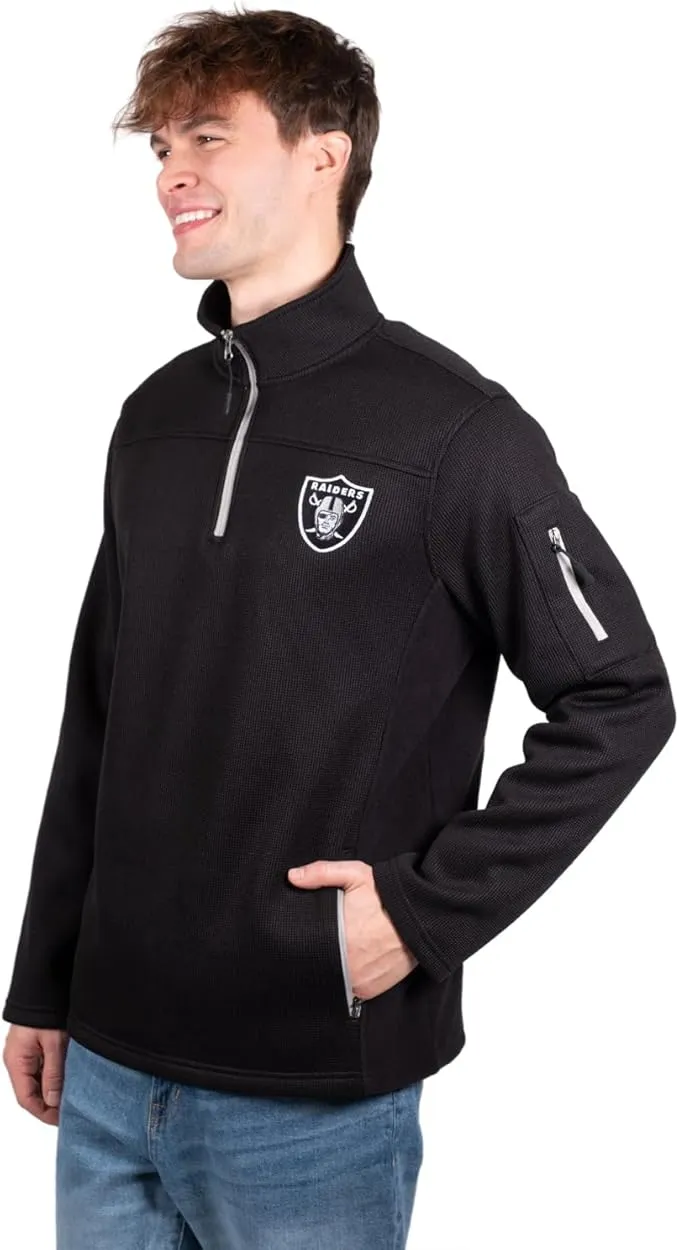 NFL Official Adults Quarter-Zip Super Soft Pullover Sweatshirt with Zipper Pockets - Unisex|Las Vegas Raiders