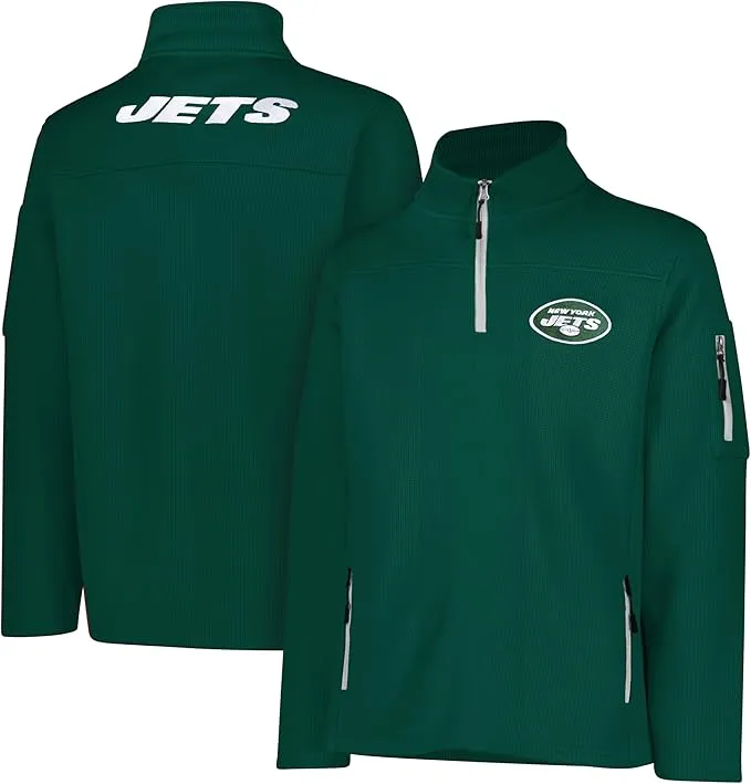 NFL Official Adults Quarter-Zip Super Soft Pullover Sweatshirt with Zipper Pockets - Unisex|New York Jets