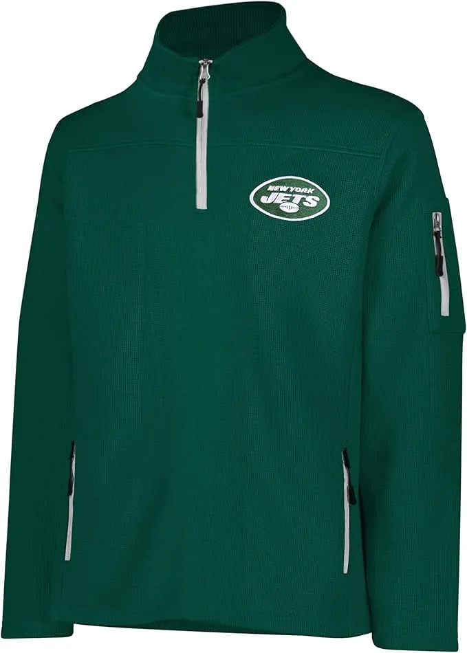 NFL Official Adults Quarter-Zip Super Soft Pullover Sweatshirt with Zipper Pockets - Unisex|New York Jets