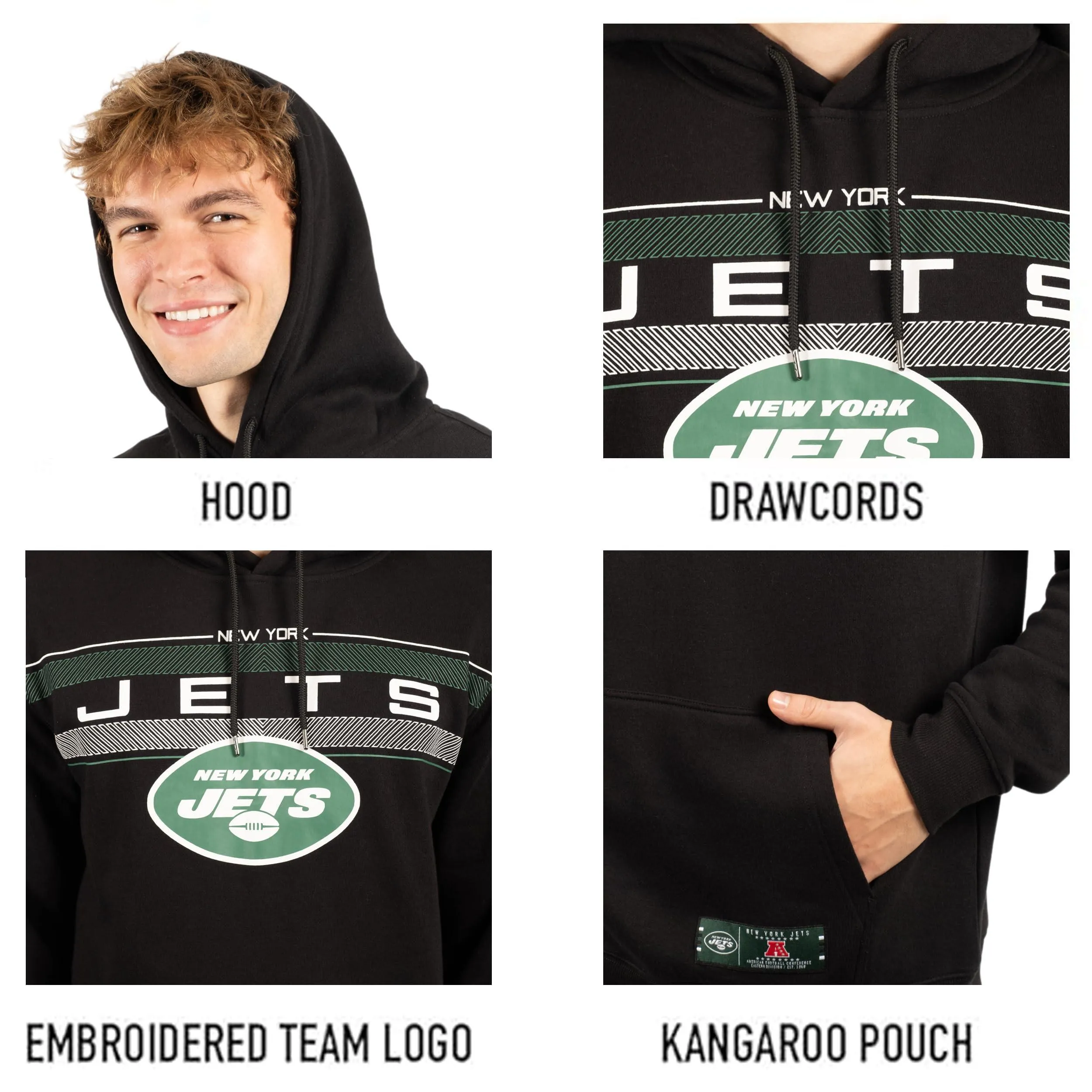 NFL Official Adults Super Soft Pullover Hoodie Sweatshirt - Warm Polyester Blend - Unisex|New York Jets