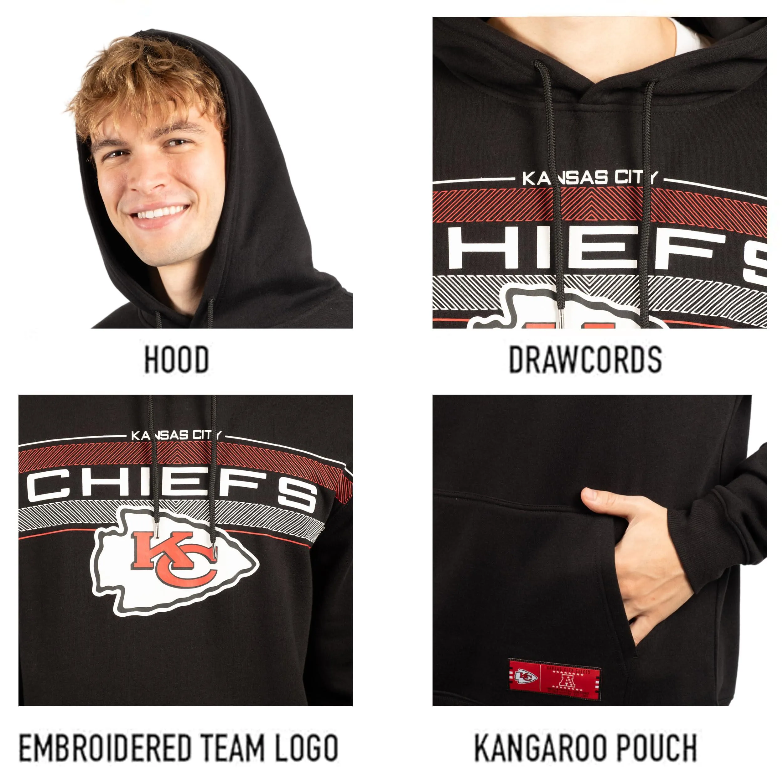 NFL Official Adults Super Soft Pullover Hoodie Sweatshirt - Warm Polyester Blend|Kansas City Chiefs