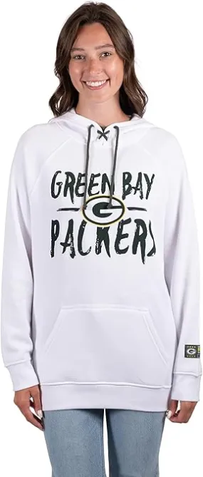 NFL Official Women's Super Soft Tie Neck Pullover Hoodie Sweatshirt|Green Bay Packers