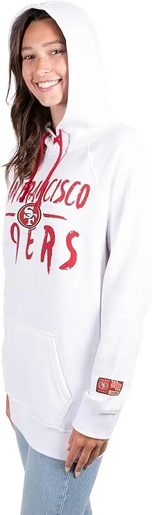 NFL Official Women's Super Soft Tie Neck Pullover Hoodie Sweatshirt|San Francisco 49ers