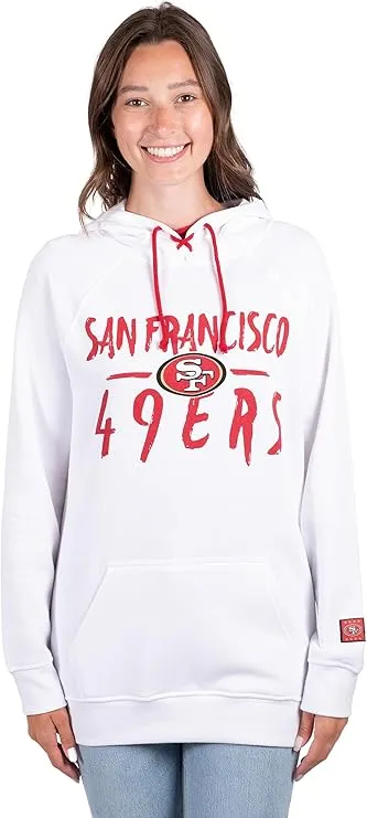 NFL Official Women's Super Soft Tie Neck Pullover Hoodie Sweatshirt|San Francisco 49ers