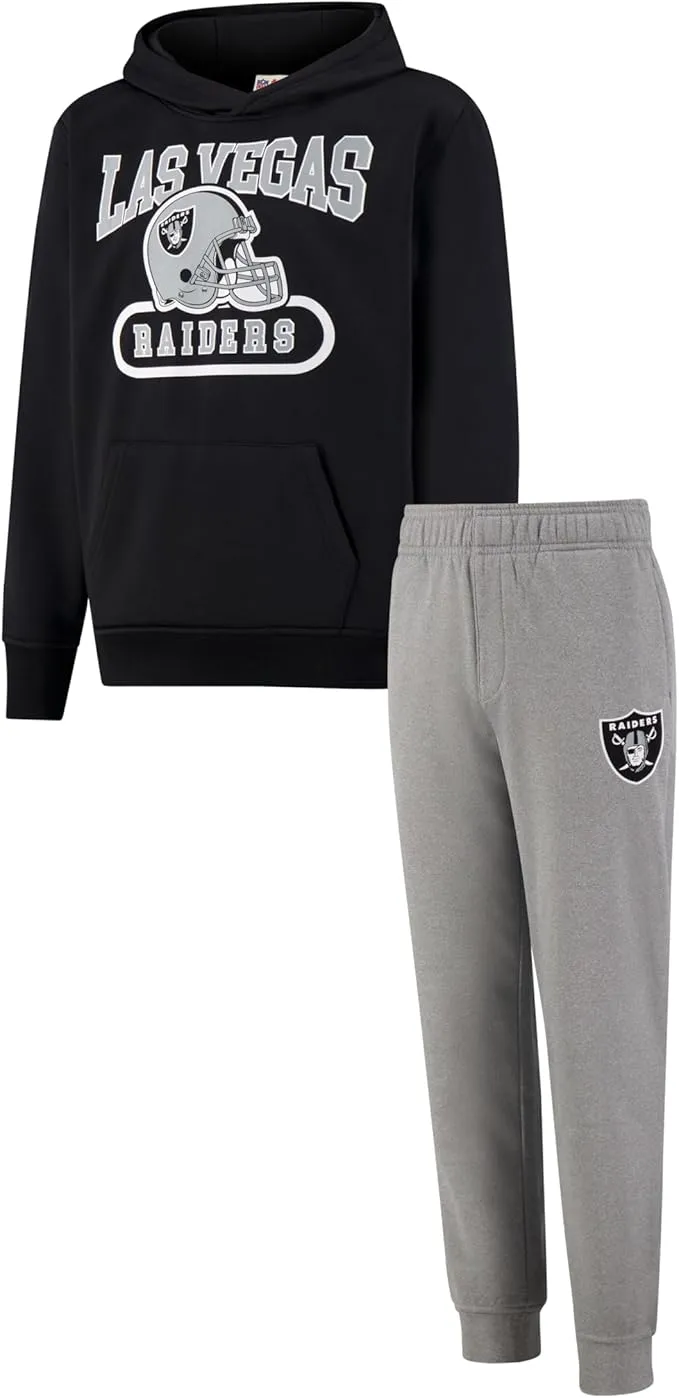 NFL Official Youth Super Soft Jogger & Hoodie Sweatshirt Set|Las Vegas Raiders