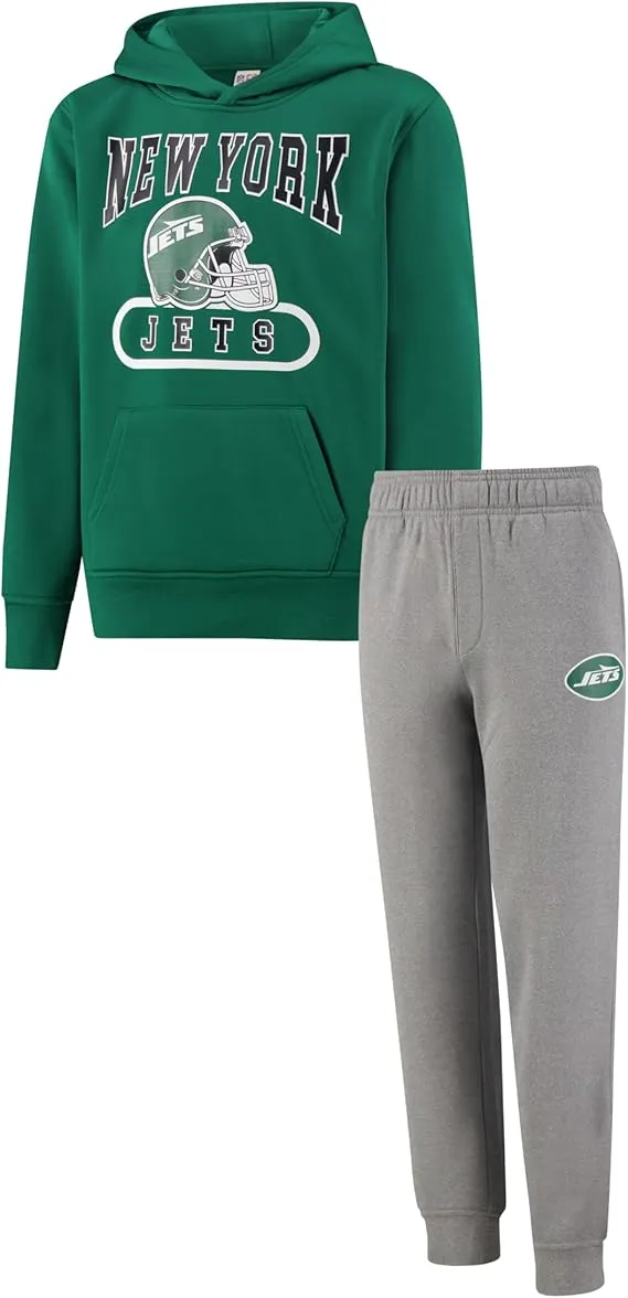 NFL Official Youth Super Soft Jogger & Hoodie Sweatshirt Set|New York Jets