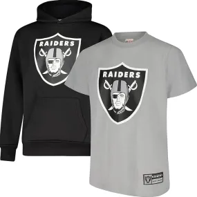 NFL Official Youth Super Soft T-Shirt & Hoodie Sweatshirt Set|Las Vegas Raiders