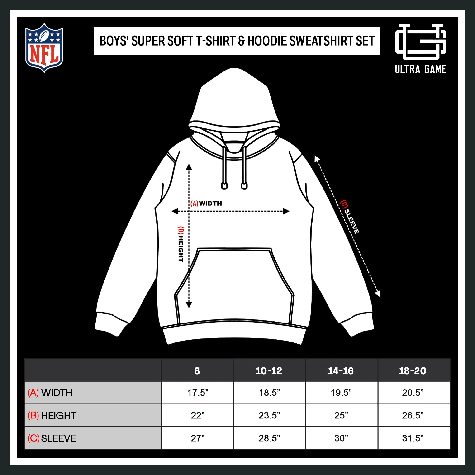 NFL Official Youth Super Soft T-Shirt & Hoodie Sweatshirt Set|Las Vegas Raiders