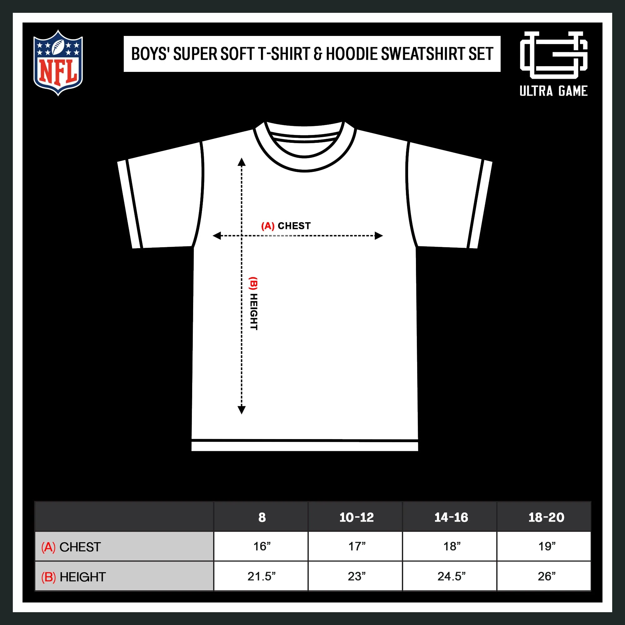 NFL Official Youth Super Soft T-Shirt & Hoodie Sweatshirt Set|Las Vegas Raiders